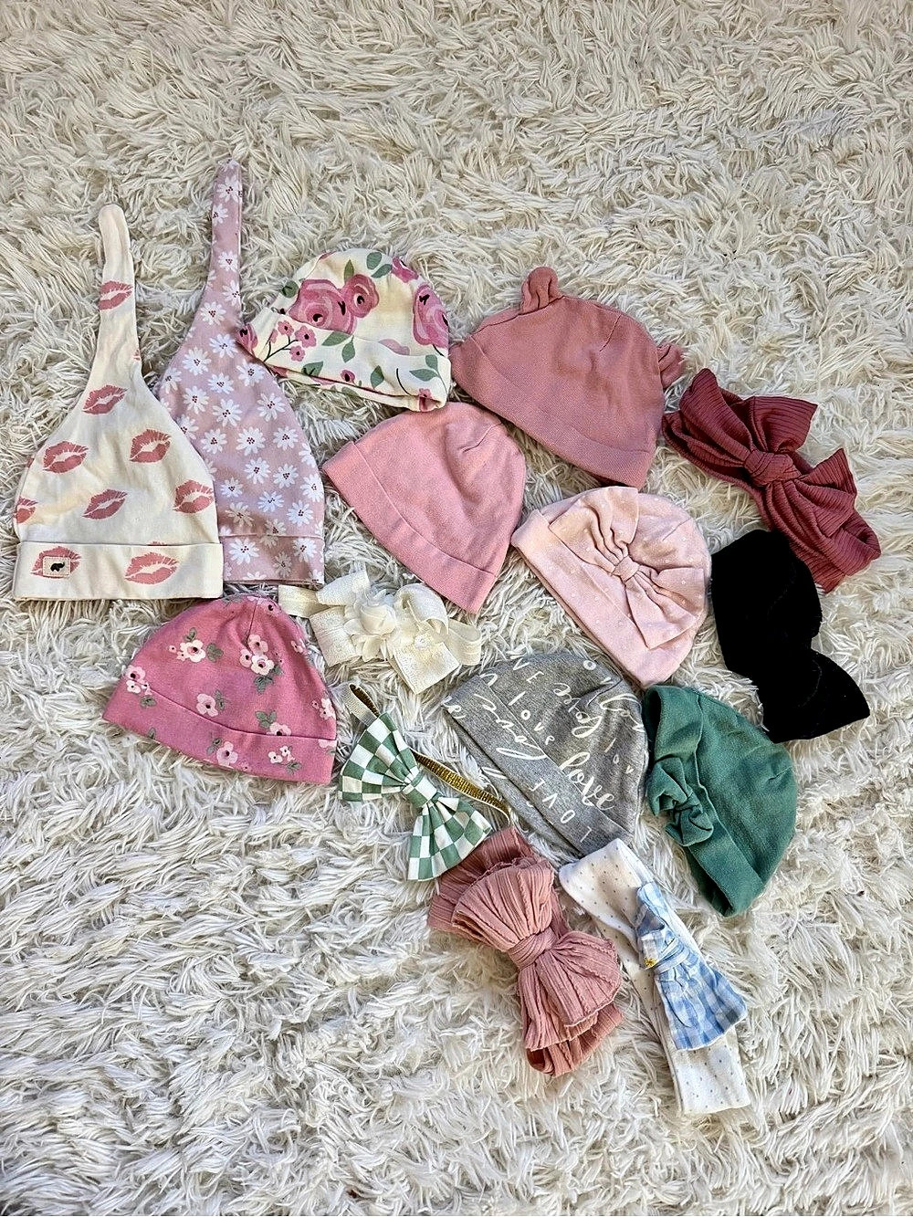 New Baby Girl Hat and Headband Bundle